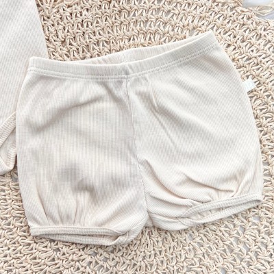 Conj Body e Short Canelado Areia